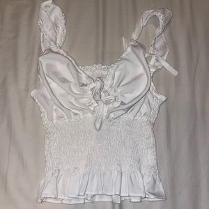 Boutique White Tank Ruffle Top